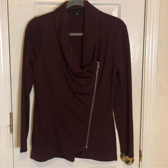 Cupio Women's Burgundy Full Zipper Long Sleeves Sweater Size Small - Picture 6 of 8